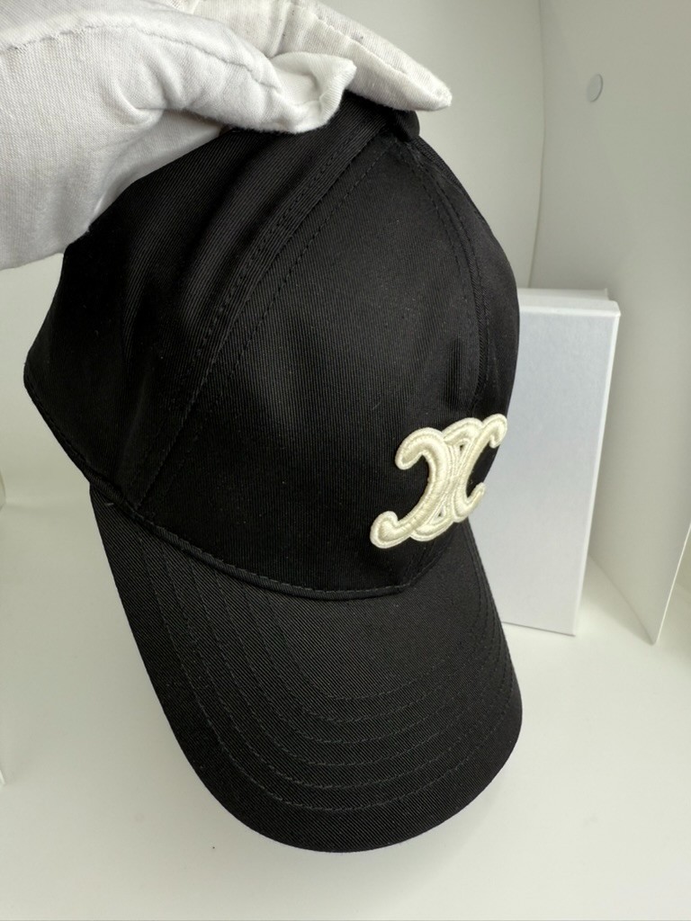 Celine Triomphe Black/Cream Adjustable Baseball Cap Women’s Medium