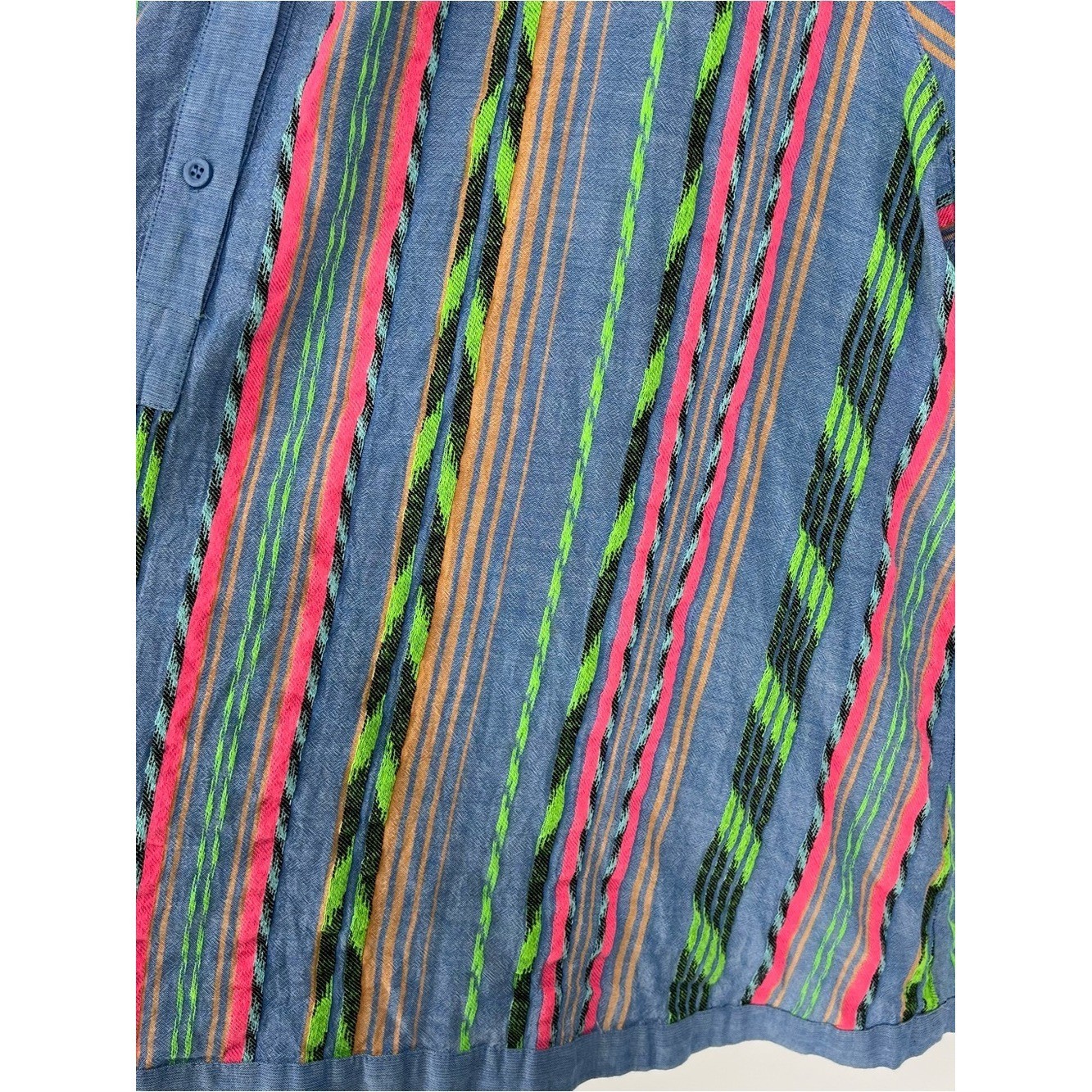 Anthropologie Devotion TWINS Opalios Blue Multicolor Neon Cotton Blouse