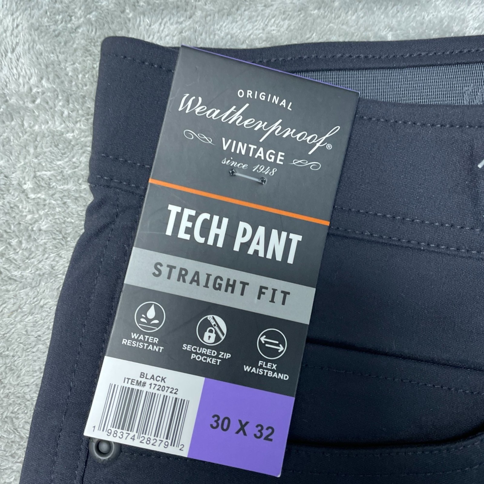 Weatherproof Vintage Men’s 30×32 Tech Pants Straight Fit Black Stretch L1619