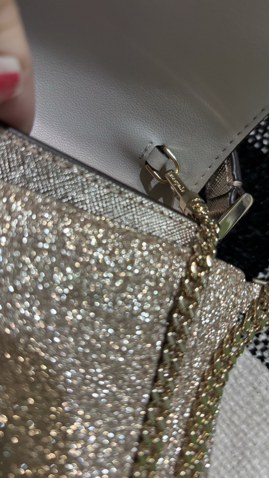 kate spade new york Gold Metallic Glitter Small Crossbody Bag, Strap, Coin Purse