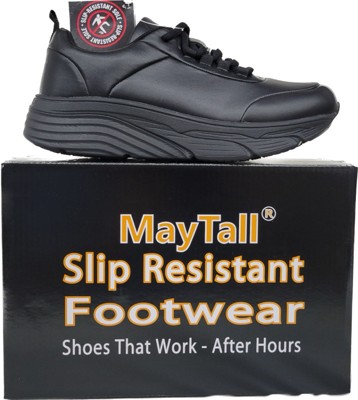 Black Shoes Comfort Work Slip Resistant Women Wide Cushioned Insole MayTall 2601
