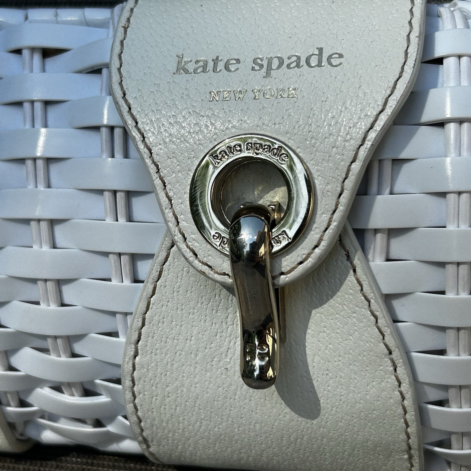Kate Spade New York Woven White Clutch Bag Shoulder Authentic item from Japan