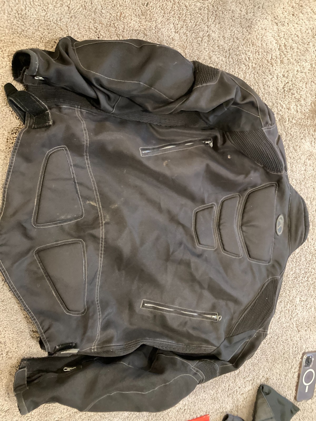 Fieldsheer Mens Black Leather Mesh Armored Motorcycle Riding Jacket Size 2xL