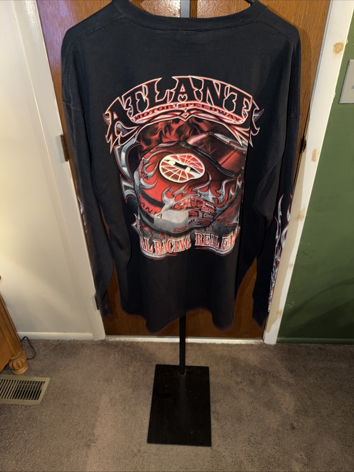 Vintage Atlanta Motor Speedway Black Long Sleeve Graphic T Shirt 2XL NASCAR