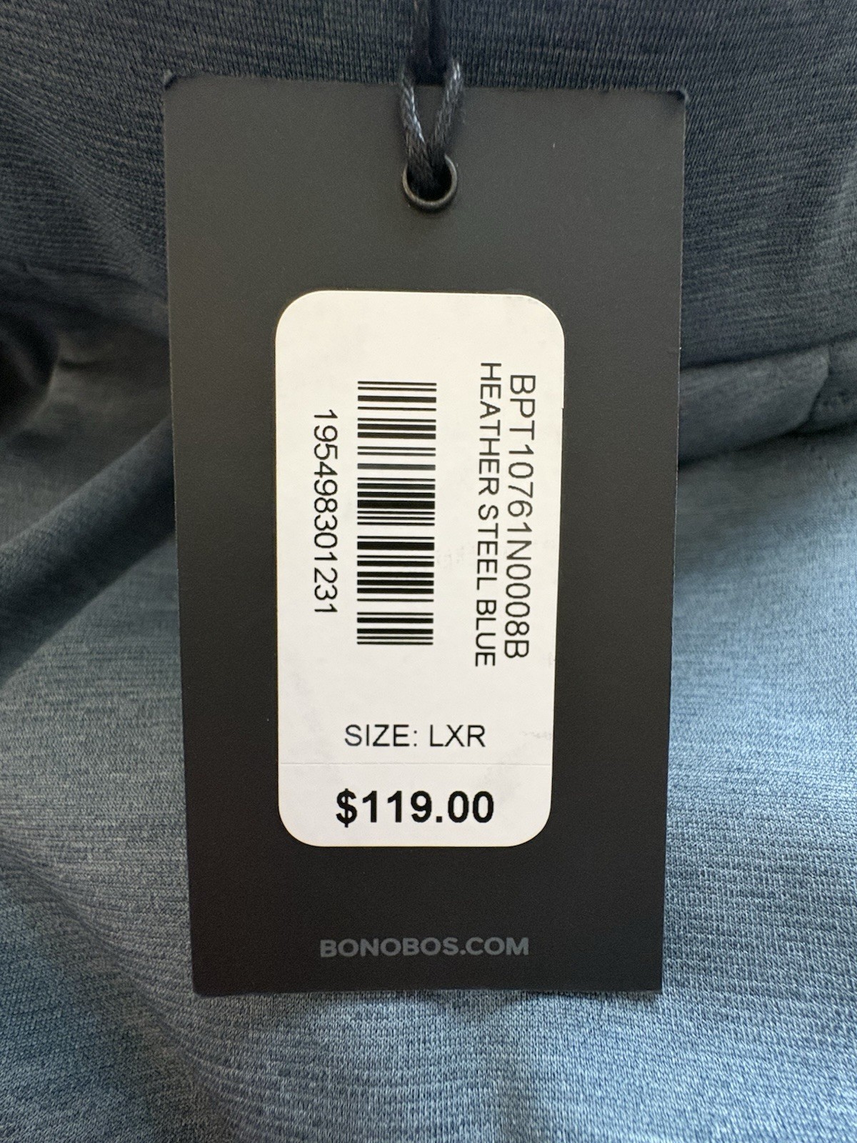 NWT Bonobos Dress Pants Heather Steel Blue Size Large Regular W/Adjustable Waist