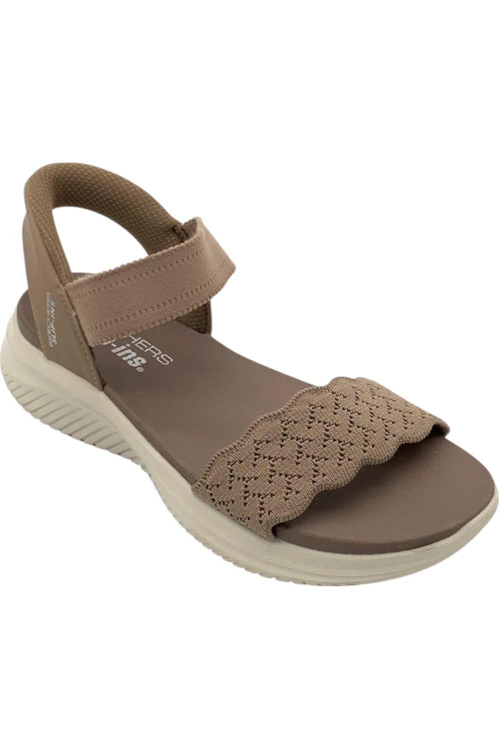Skechers Slip Ins Ultra-Flex Knit Sandals Feelin’ Pretty Mocha