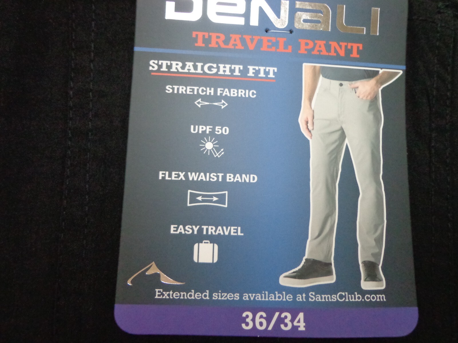 DENALI Black Travel Pants Straight Fit 36/34 NEW