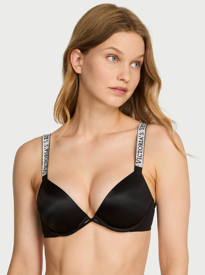 Victoria’s Very Sexy Logo Shine Strap Push-Up Bra, Shine Strap | Black