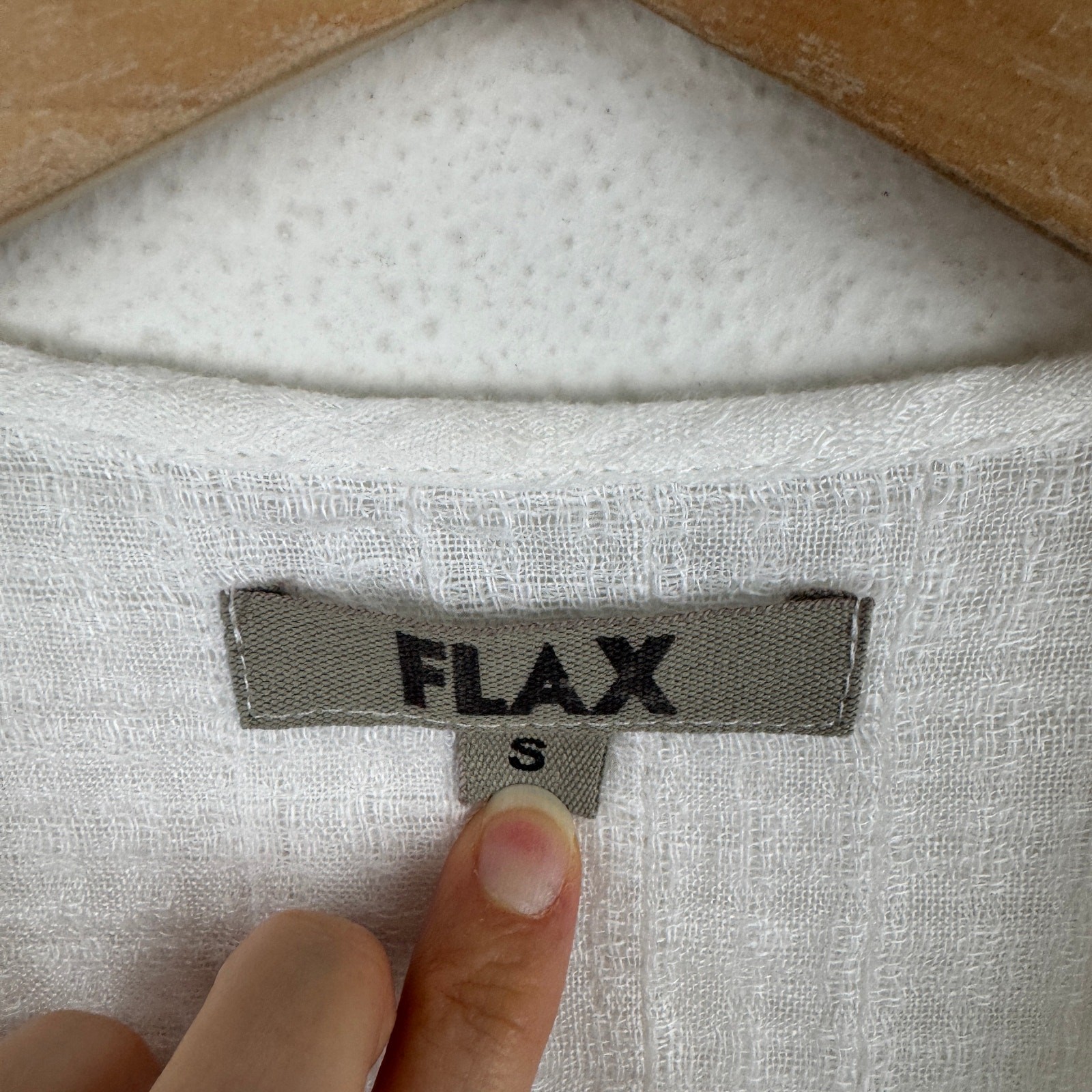FLAX White Linen Tunic Top S Pockets Button Front
