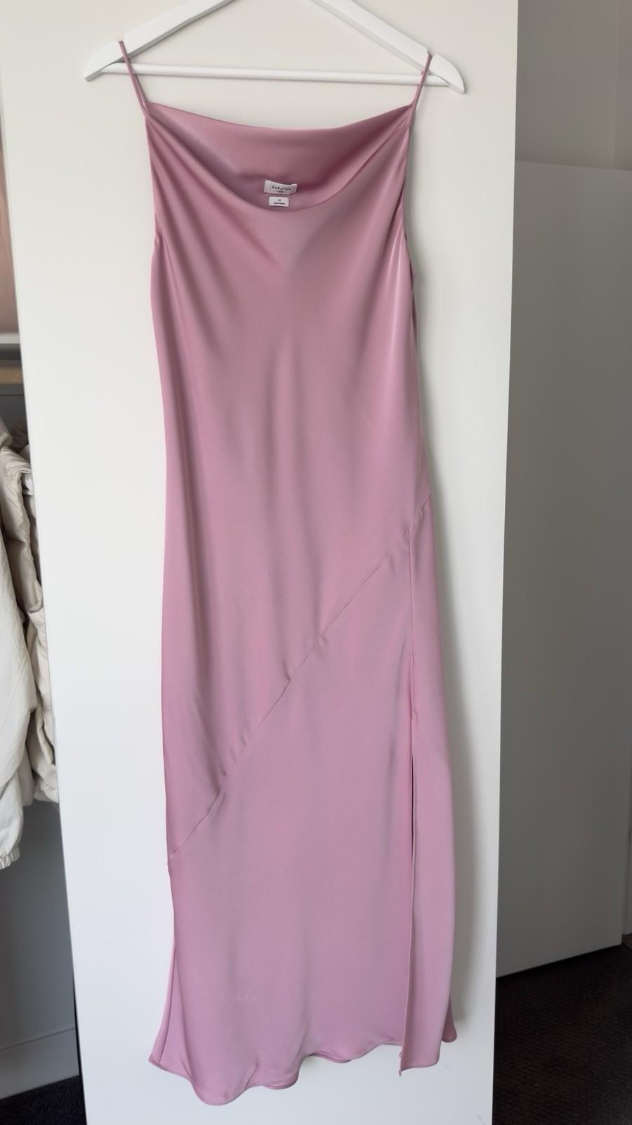 Aritzia Babaton Fonda Satin Dress Size M Dusty Pink Color