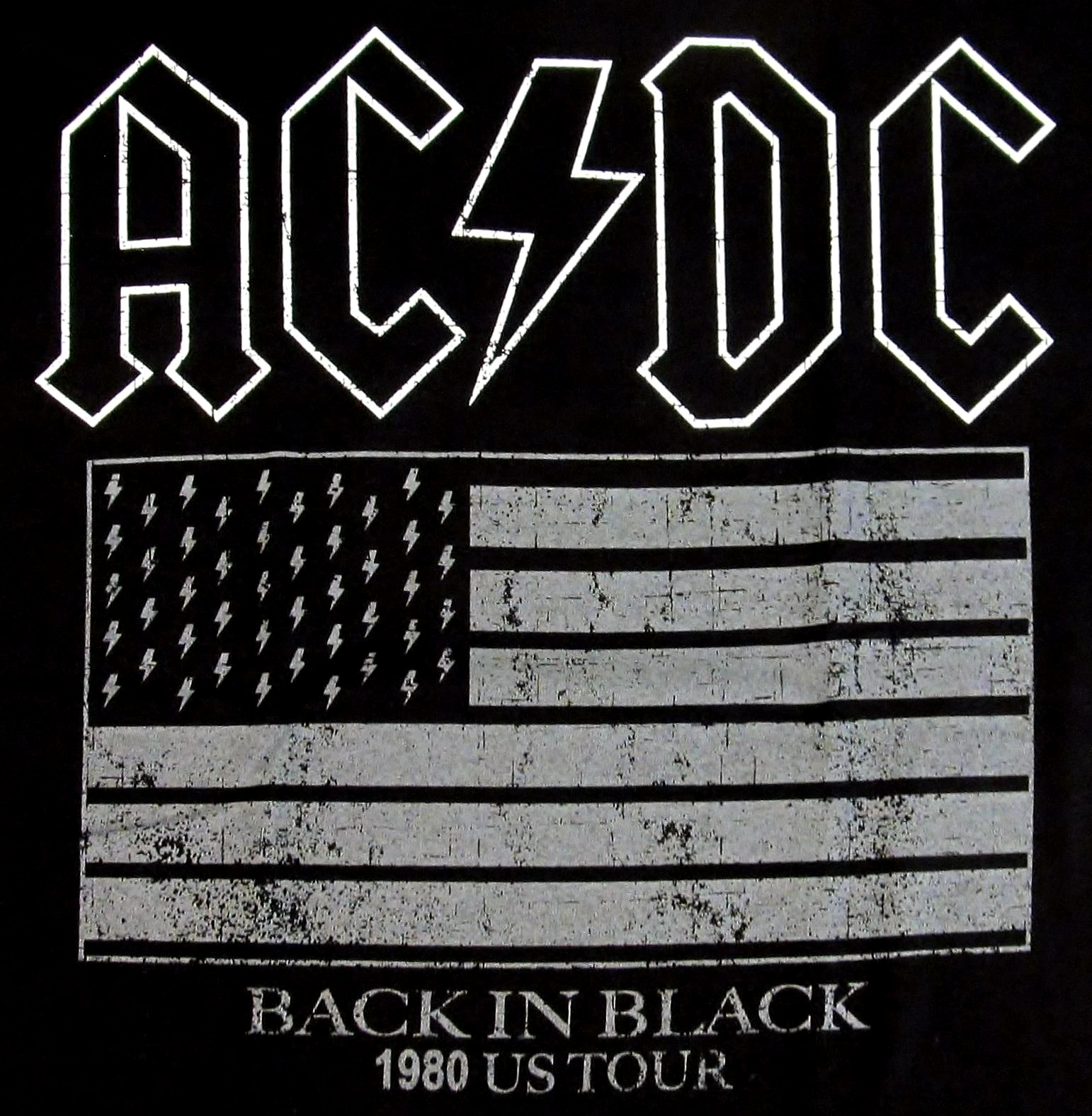 AC/DC Back In Black T-shirt ACDC Flag 1980 US Tour Tee Adult Men’s New