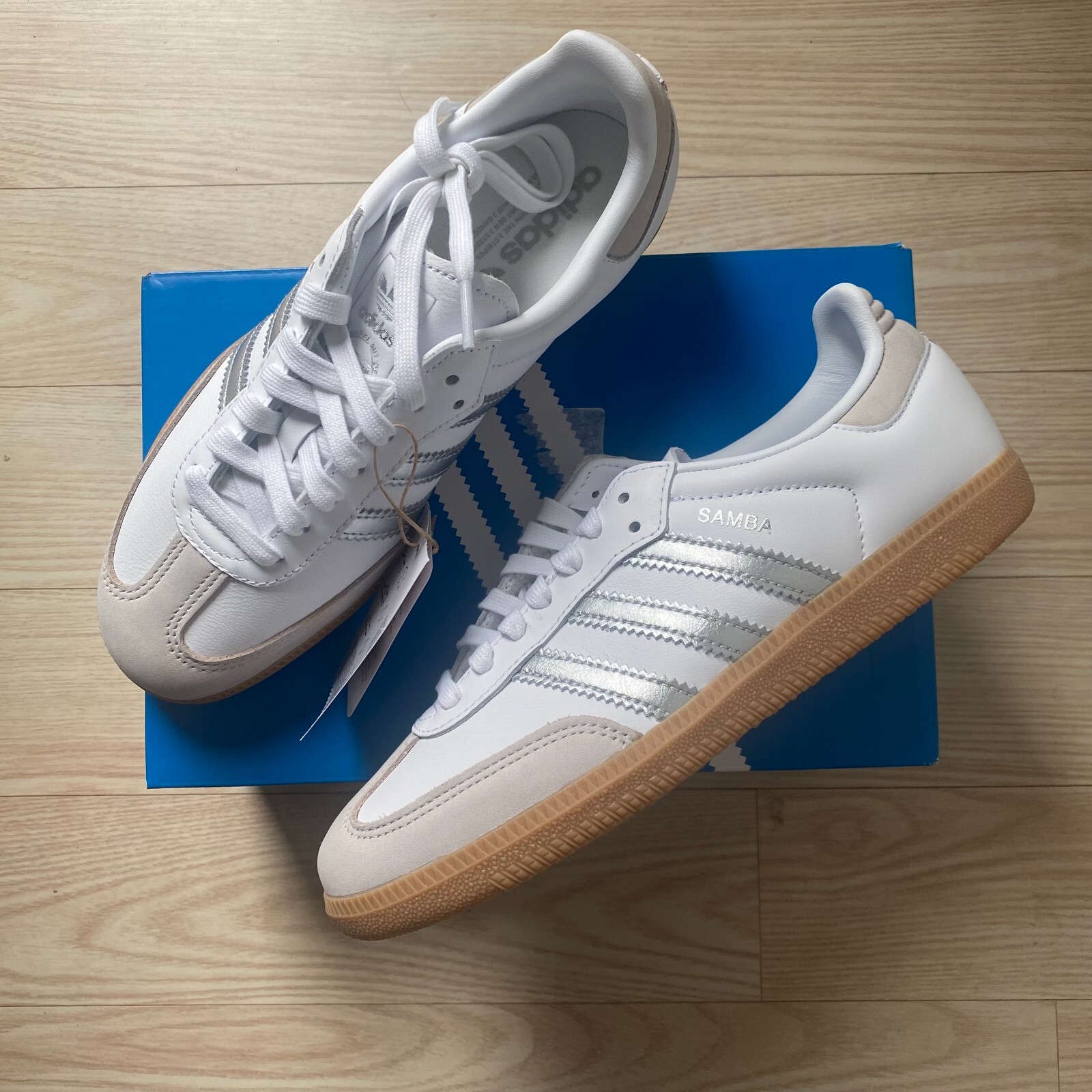 adidas Samba OG White Silver Metallic Womens Sneakers ✅Multiple Sizes