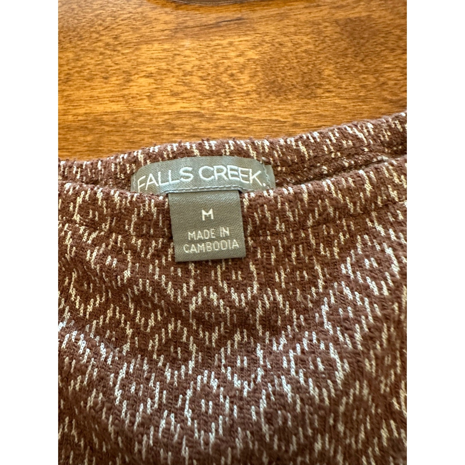 Falls Creek Off the Shoulder Brown Jacquard Knit top – SZ M