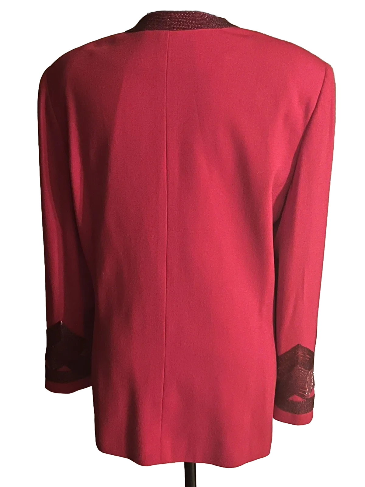 Vintage Nolan Miller 80s Dynasty Designer Red Glam Jacket Heavily Beaded Size 18