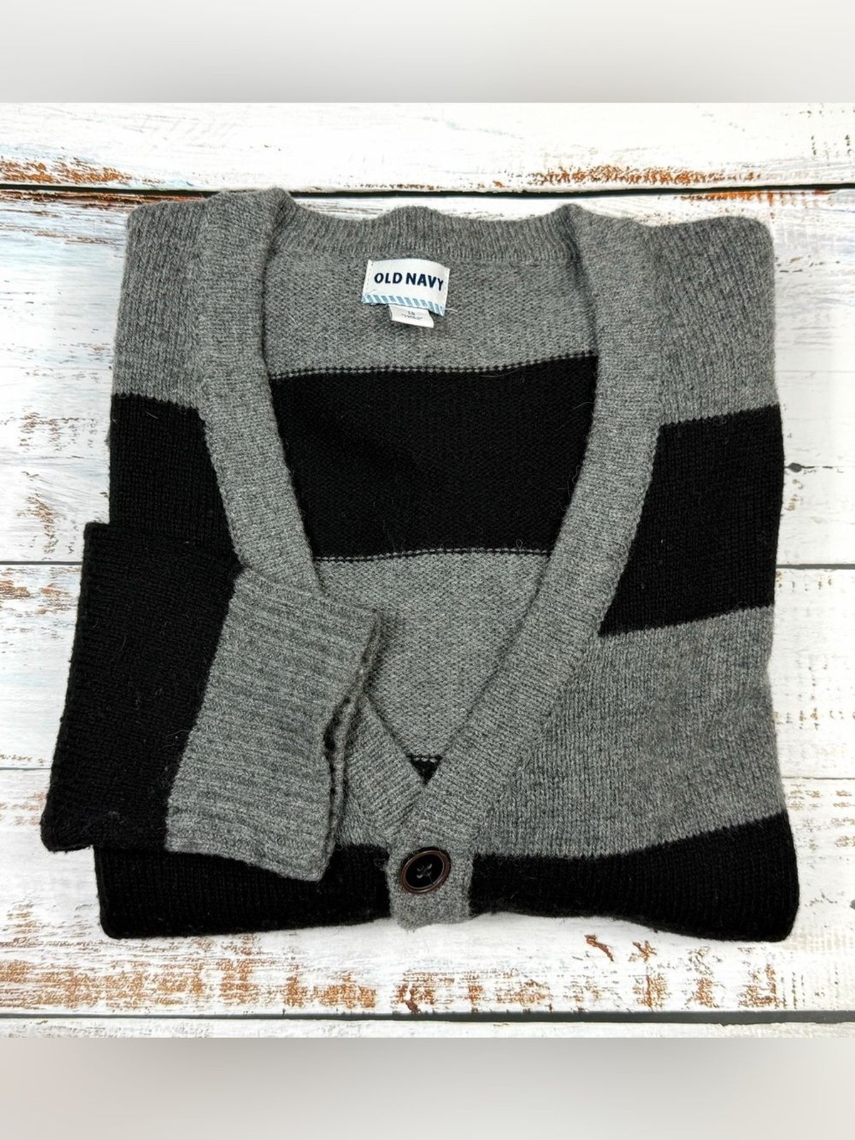 Old Navy Men’s Gray & Black Striped V-Neck Cardigan