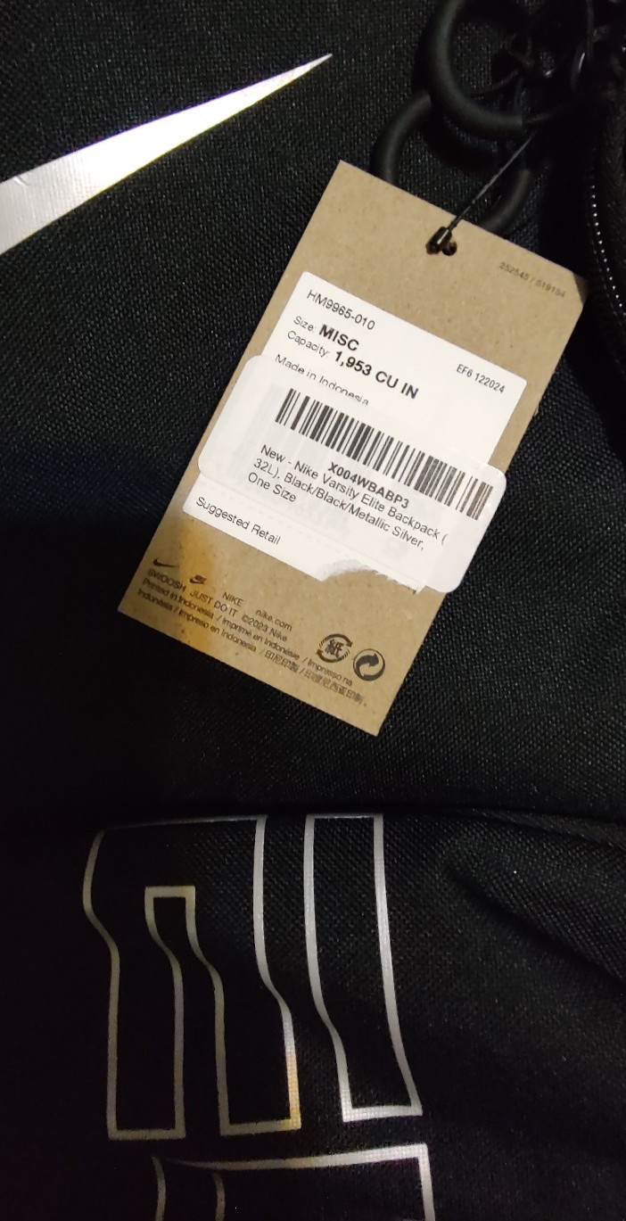 NIKE HM9965-010 Varsity Elite Backpack (32L) Black NWT