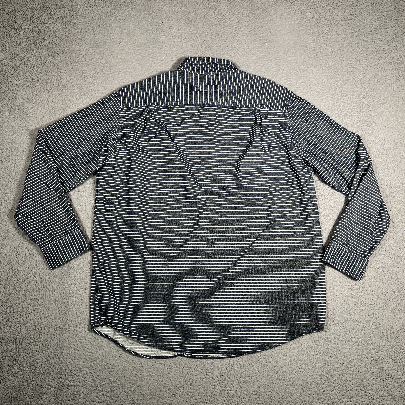 Duluth Trading Co Shirt Mens XL Tall Blue Striped Flannel Workwear Outdoor Logo