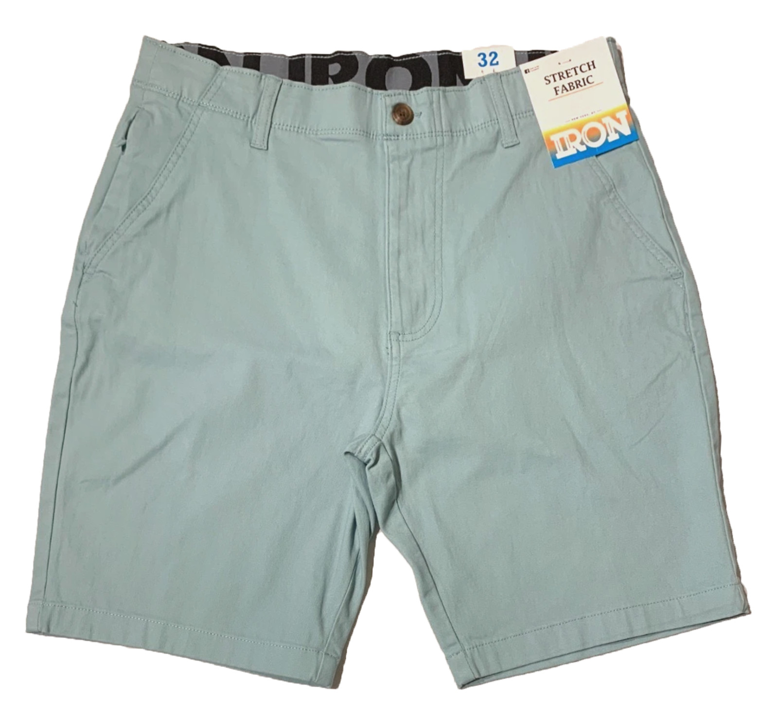 IRON CO. Men’s Stretch Fabric Flex Waist Flat Front Shorts Spearmint All Size