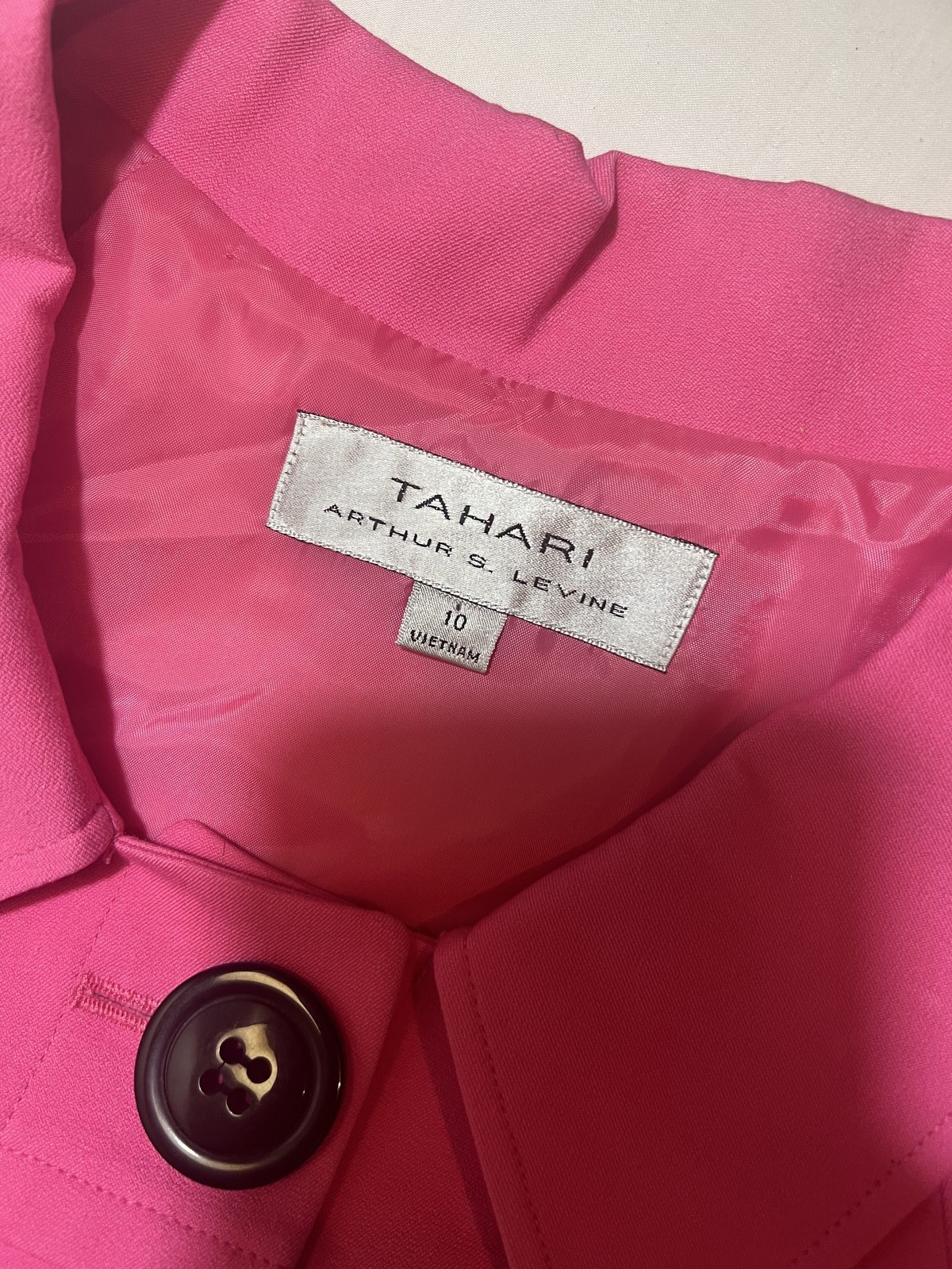 Tahari Arthur S. Levine Hot Pink Blazer Jacket Size 10 Structured Career Coat