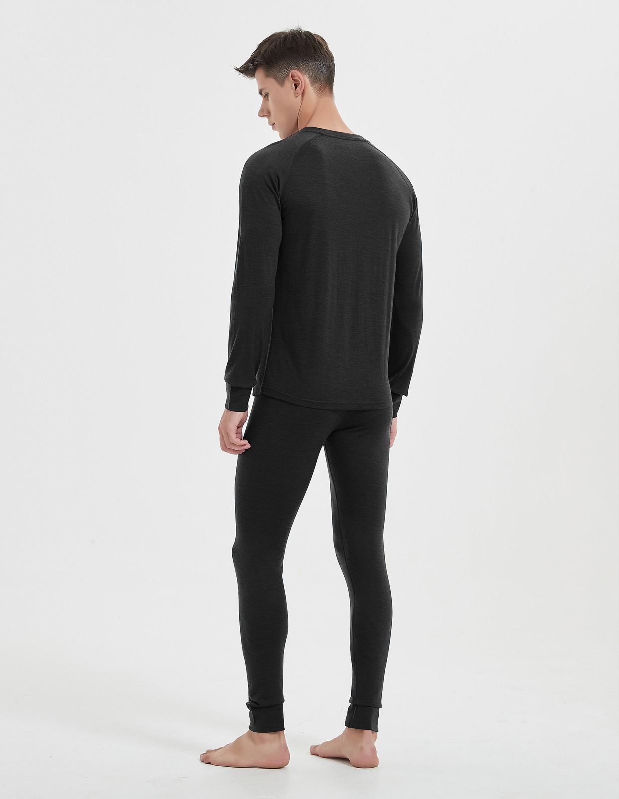 Men 100% Merino Wool Base layer Set Winter Underwear Bottom Long Sleeve Top Gift