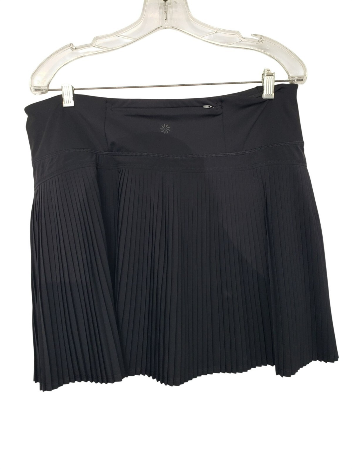 Athleta Black Pleated Skort Wide Waist Band Cell Phone Pocket Large Tall LT