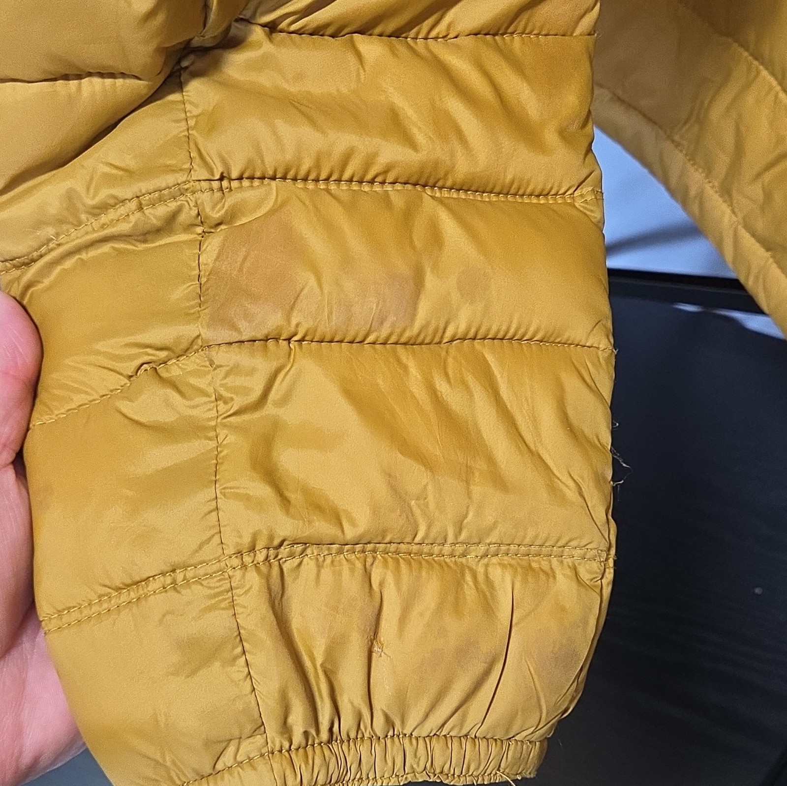 DKNY Men’s Gold Packable Insulated Puffer Jacket Zip Stand-Up Collar L #0046