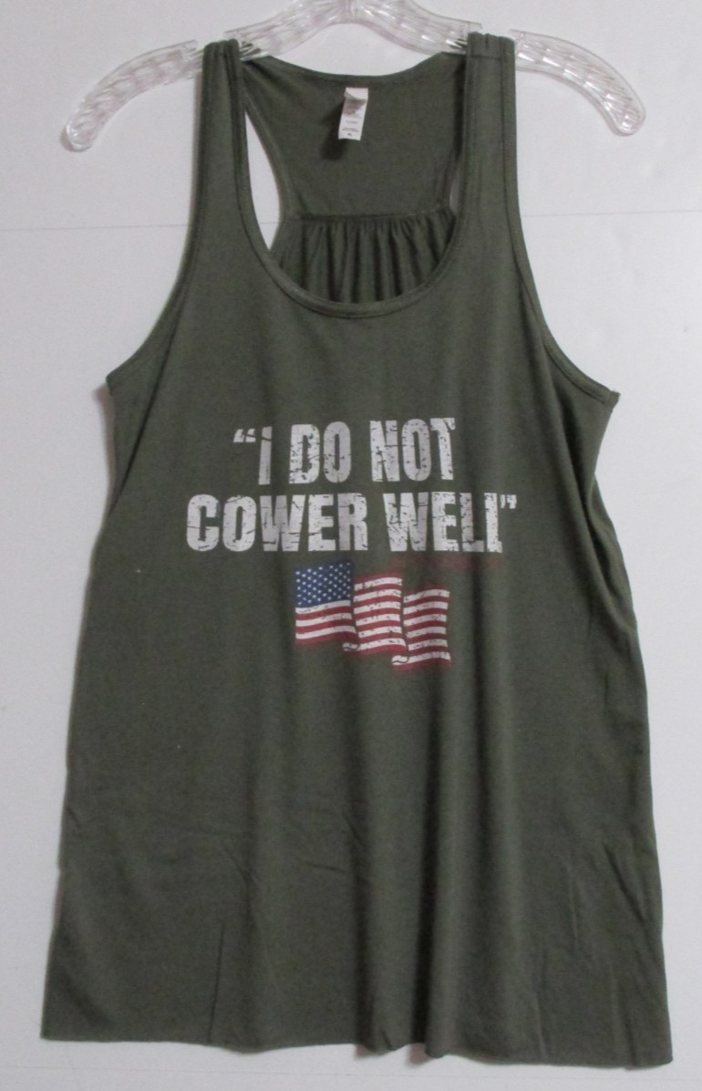 Women’s Bella+Canvas Patriotic “I Do Not Cower Well” Flowy Racerback Tank XL