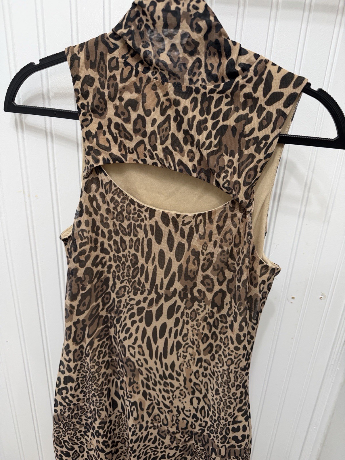 Bar III Women’s S Brown/Black Leopard Animal Print Short Pencil Dress Sleeveless