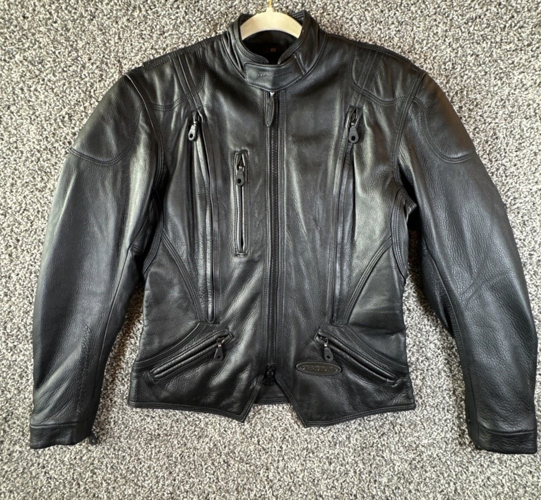 HARLEY DAVIDSON VTG 2000s Women’s Lg FXRG Series 1 Black Leather Vented Jacket