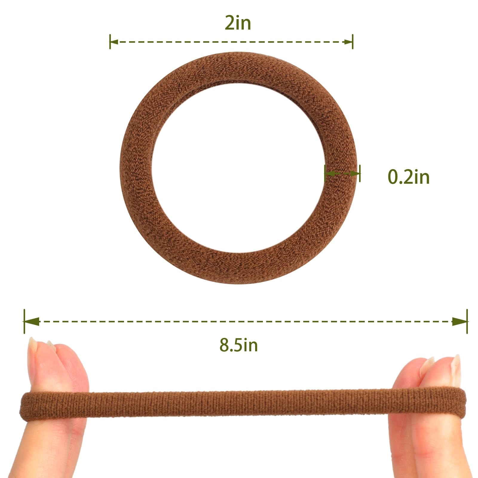 TBUKEOM Hair Ties for No Damage, 100 PCS Soft Seamless Cotton Nylon Elastic