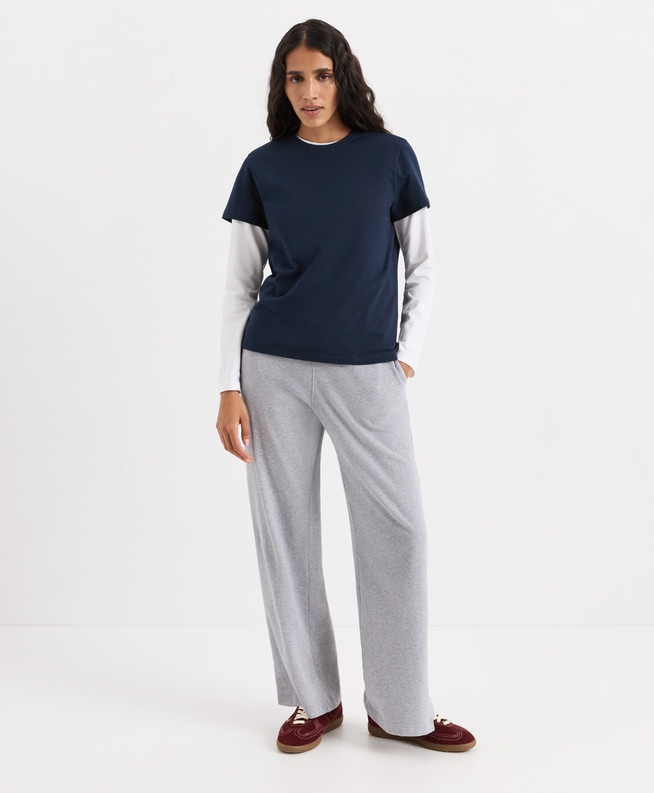 PACT Organic CloudKnit Wide Leg Pant – Heather Grey NEW