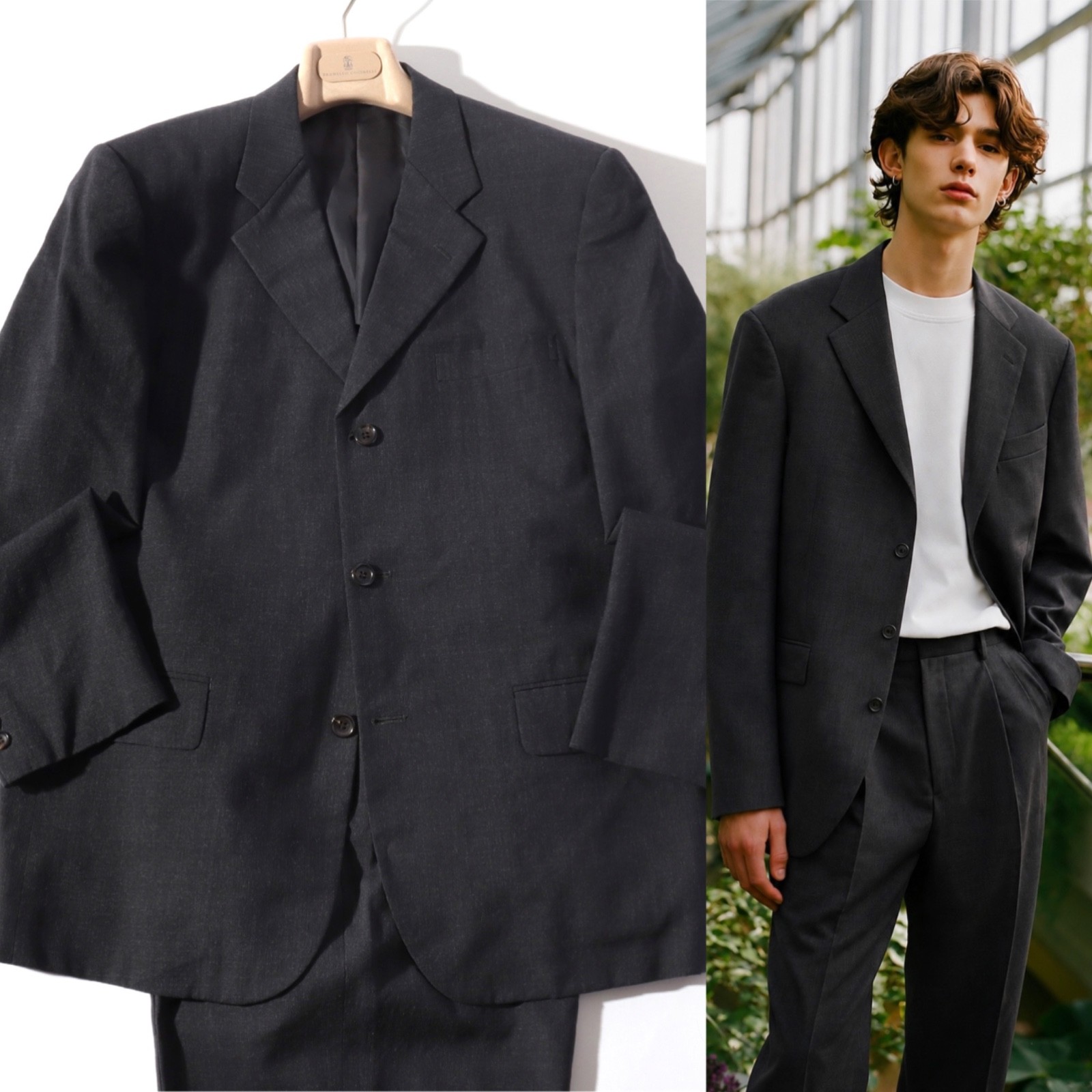 COMME des GARCONS HOMME AD2001 Tanaka Homme Wool Suit Set Up Size M