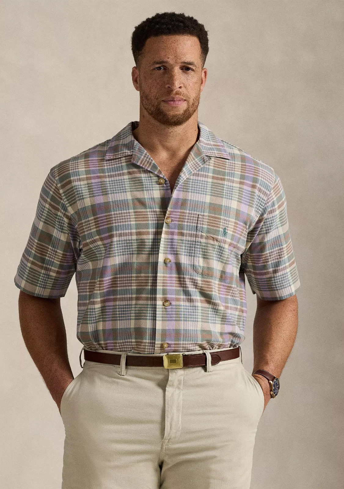 NWT-Polo Ralph Lauren Men’s Classic fit 4XLT Plaid Oxford Camp Shirt-MultiColor