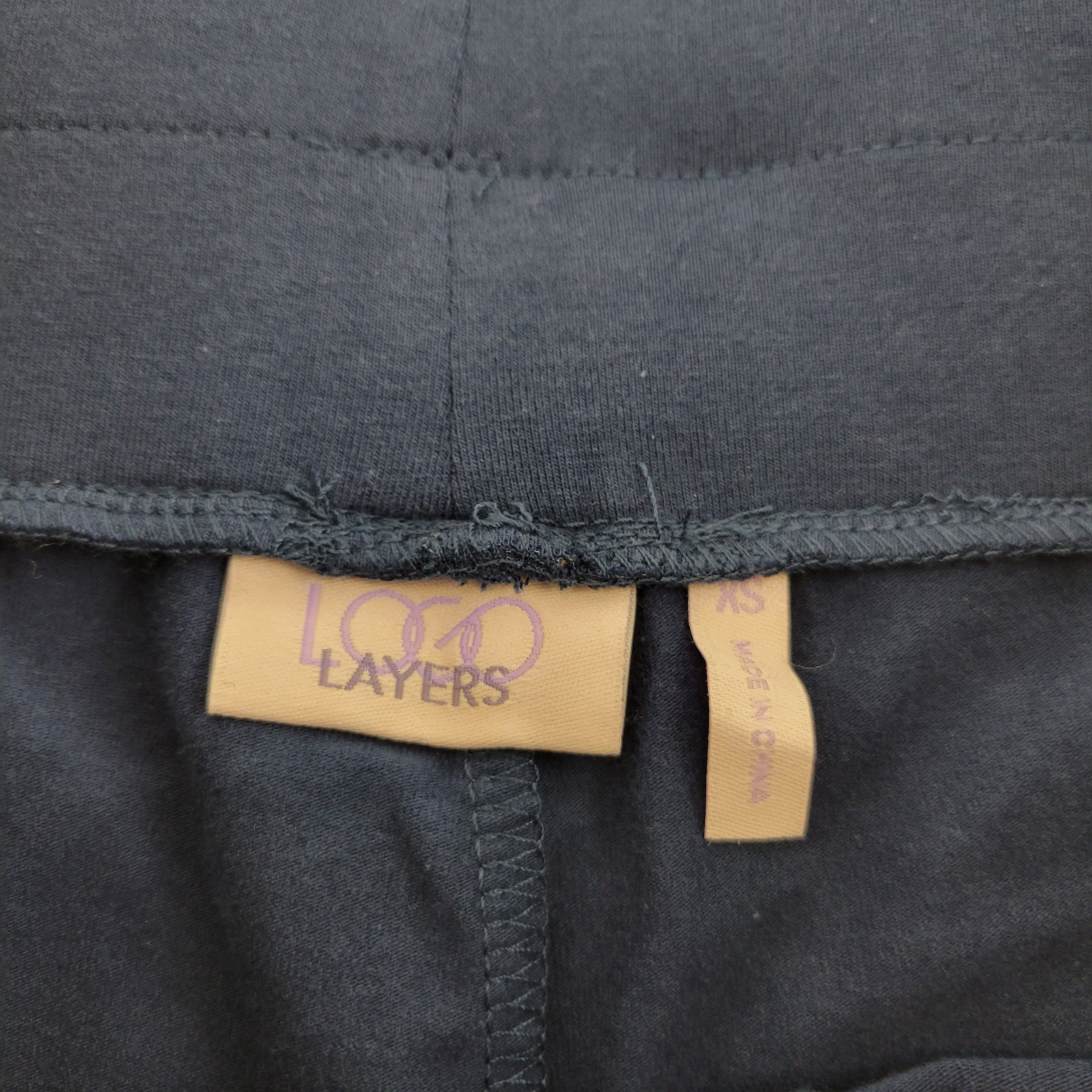 LOGO Layers A251899 Navy Blue Cropped Leggings XS Cotton Spandex Pull On Pants