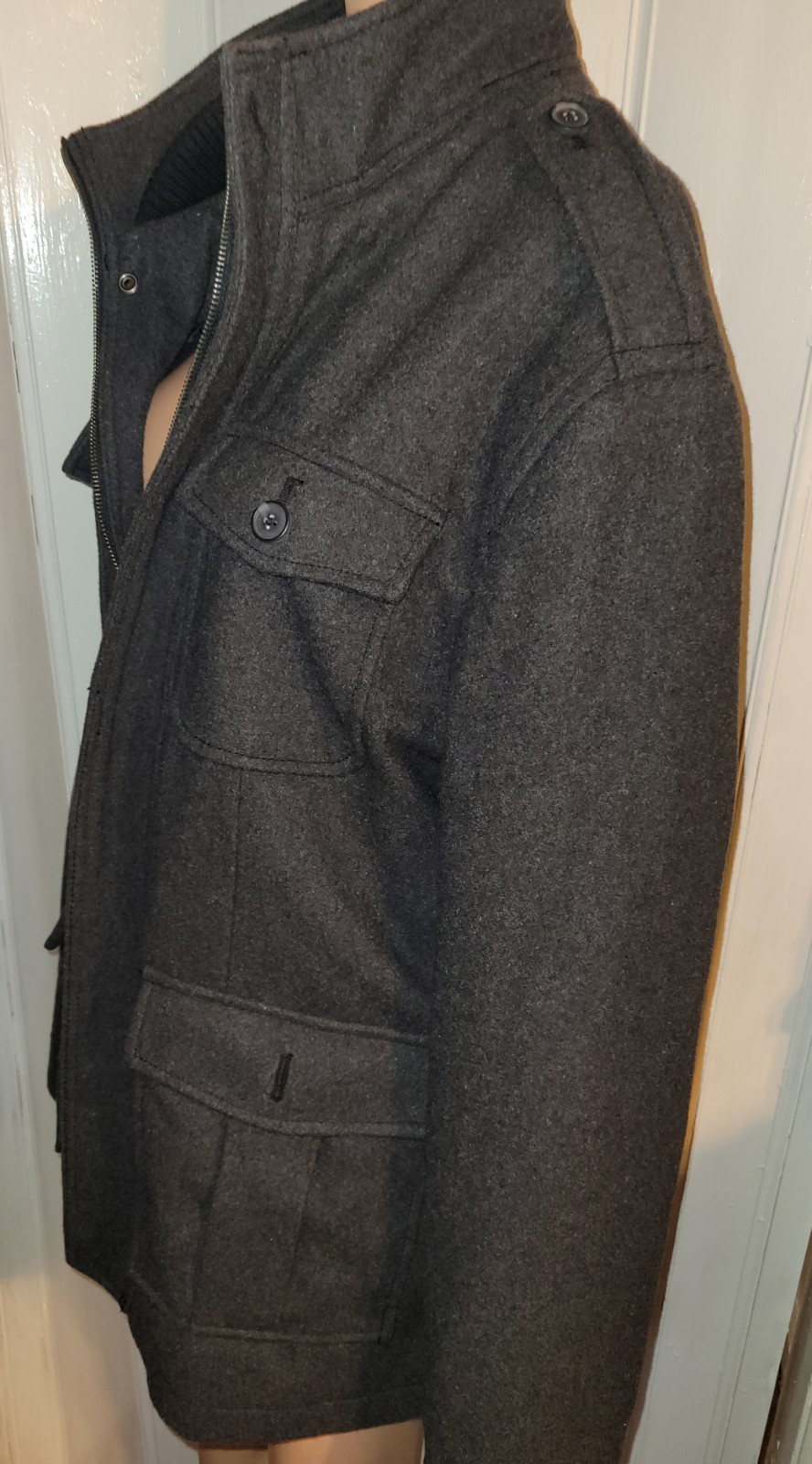 Merona Snap Button/ Zip Up Wool/ Poly Jacket Size Xl