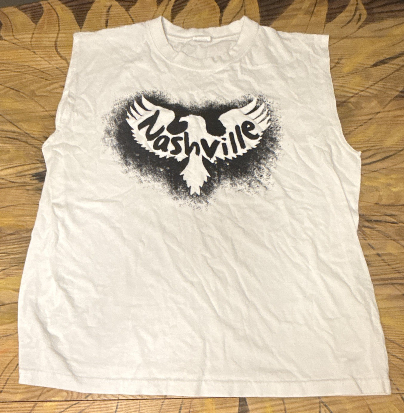 Cotton Heritage Men’s White Nashville Eagle Graphic Knit Cotton Tank T-Shirt L
