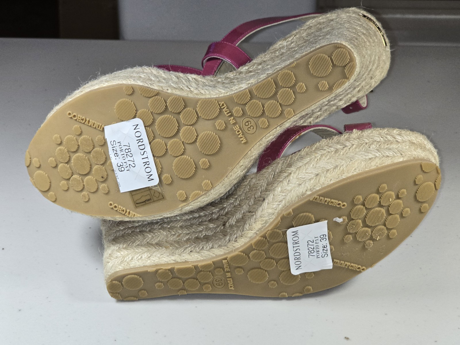 Jimmy Choo Hi Heel Wedge Sandal Pink Strap Size 39 New Other