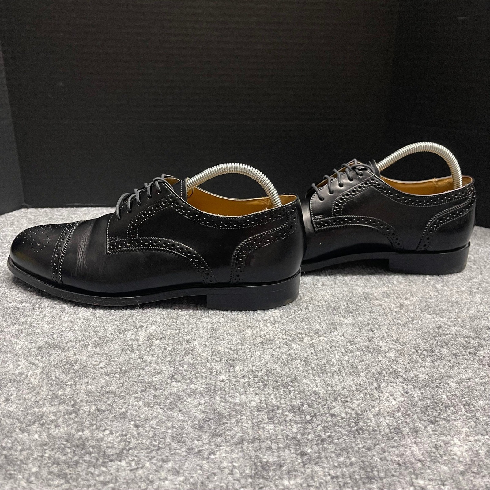 Bostonian Crown Shoes Size 9 D/B Windsor First Flex Black Leather Wingtip Brogue