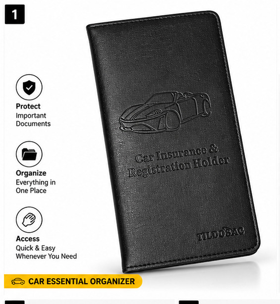 Auto Document Holder Case Vehicle Registration Insurance Card Organizer Storage