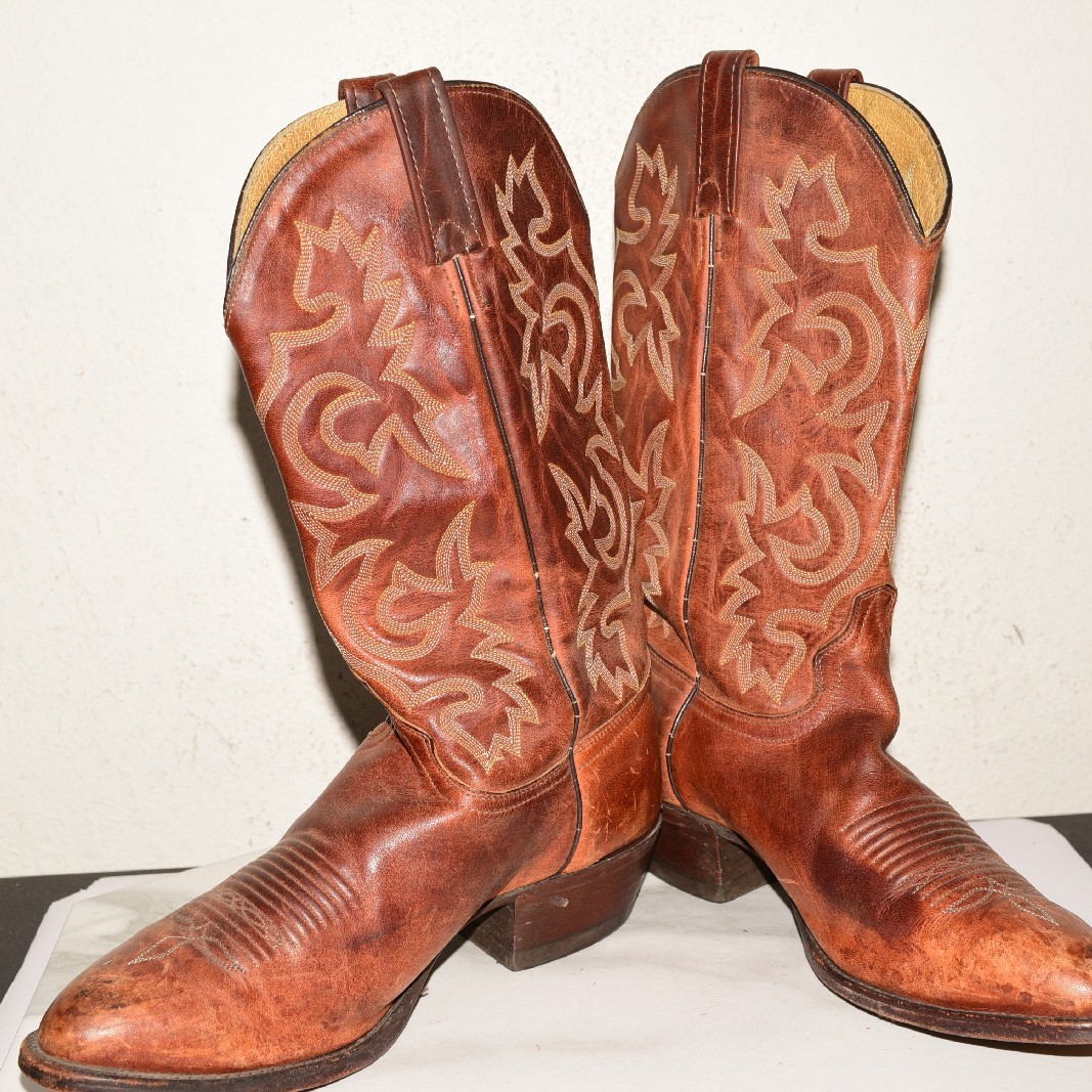 J Chisholm Leather Boot Western Brown Men US 10.5 D