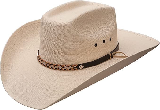 Stetson “Square” Straw Cowboy Hat/Triple Eyelets – Natural – Size 7 3/8