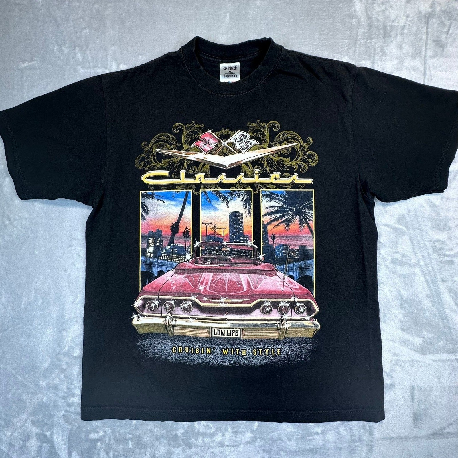Shaka Wear T-Shirt Mens XL Black Lowrider Classics Super Max Heavy Graphic Tee