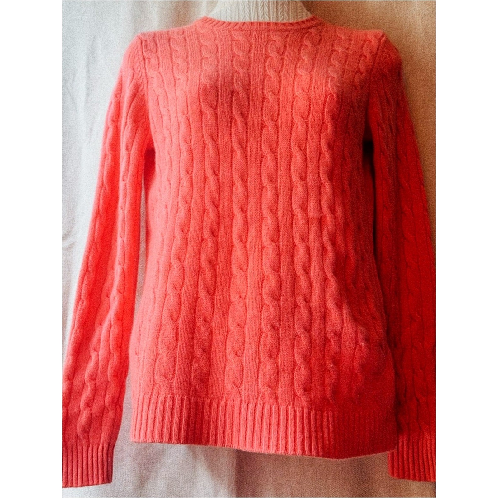 🩷🌺 100% Cashmere • Tyler Böe • Coral Peony Pop • Cable Knit Sweater 🌺🩷