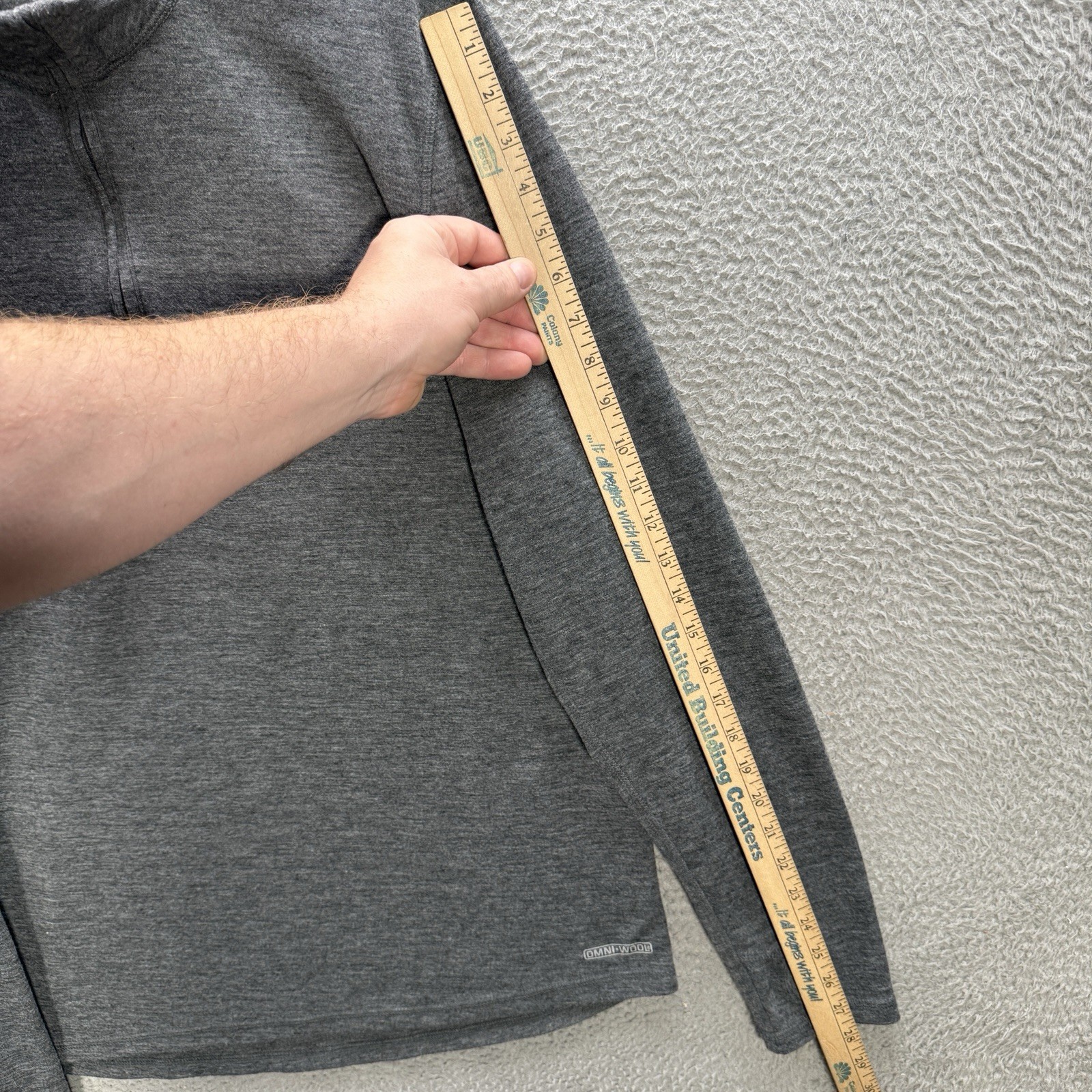 Omni Wool Sweater Adult XL Gray Pullover 1/4 Zip Wool Blend Base Layer Stretch