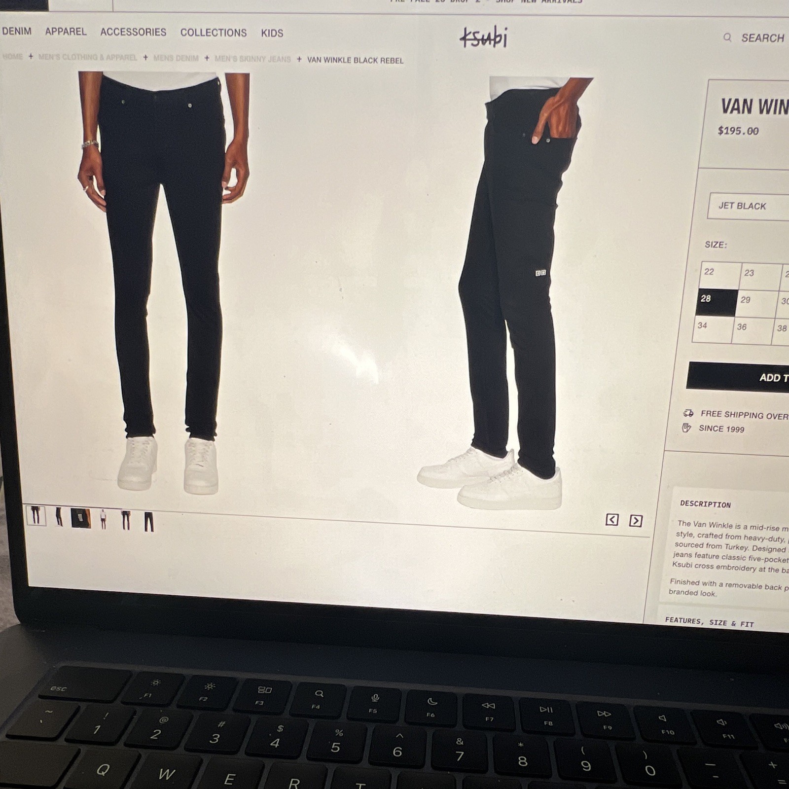 Ksubi Skinny Jeans Black Solid 100% Cotton Size 28 Unisex Adults NWT