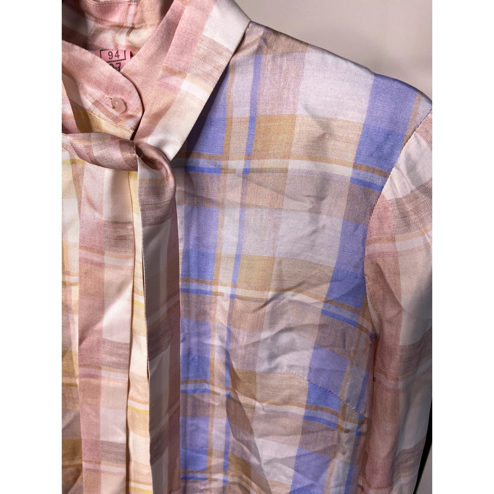 Zimmermann Dancer Checkered Neck Tie Pastel Ombré Blouse size US 4