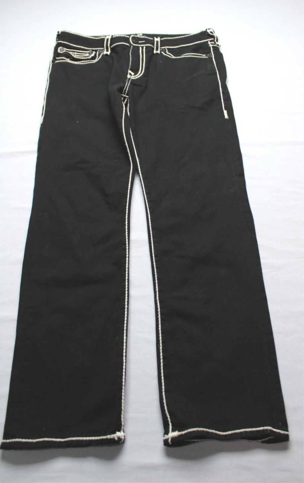 True Religion Men’s Ricky Rope Stitch Straight Leg Jeans SV3 Black Size 34