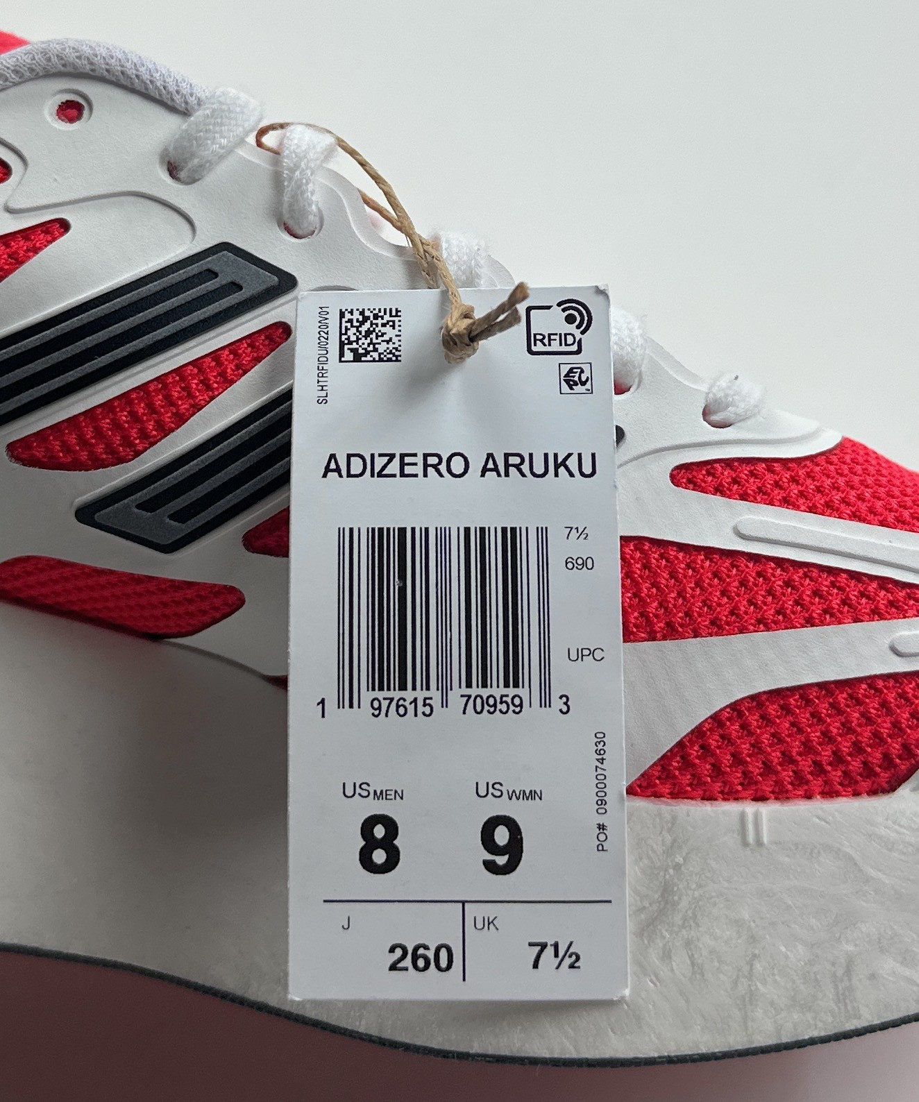 adidas Adizero Aruku White Pure Ruby Red Mens 8 Shoes Athletic Running JI0308