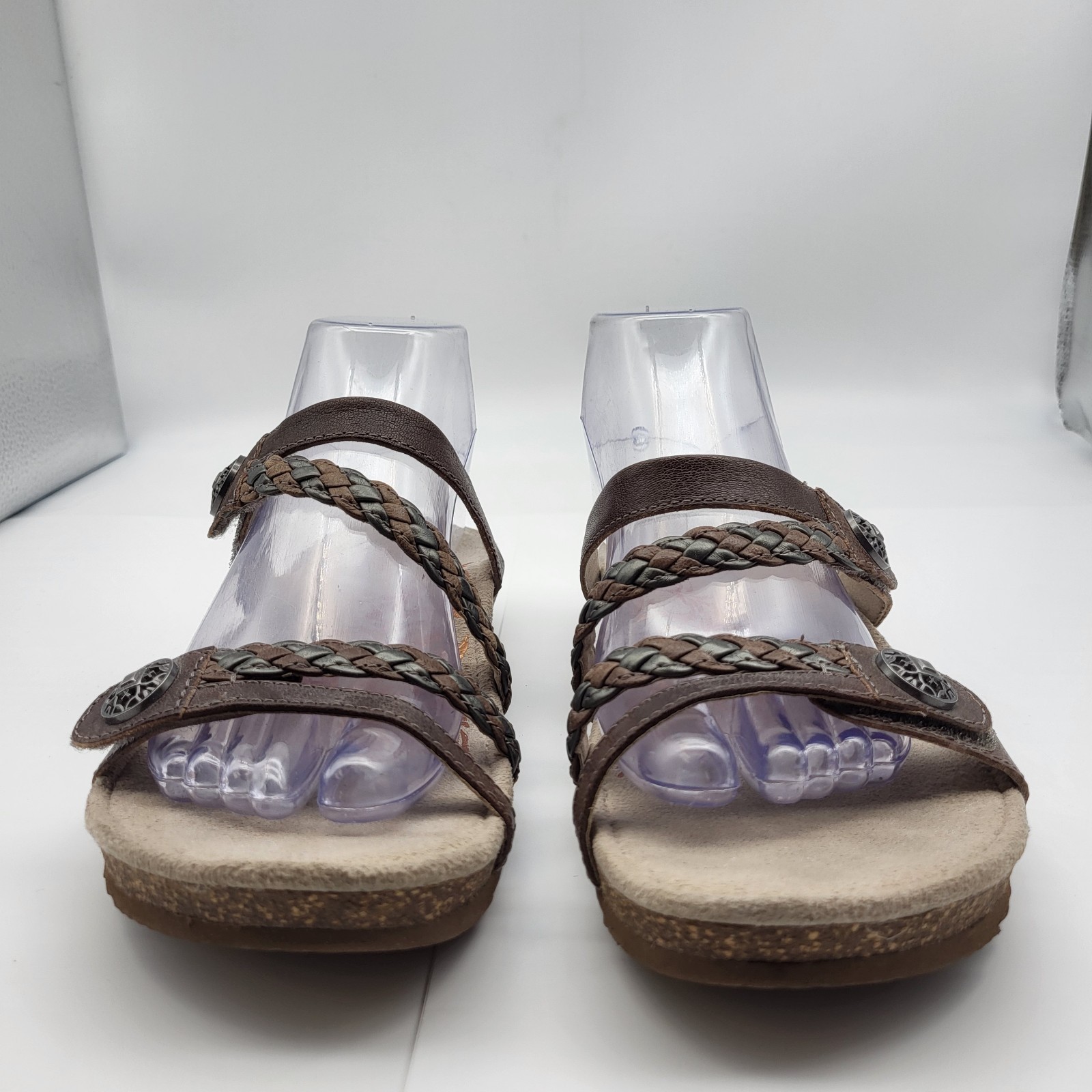 Aetrex Women’s Janey Sport Slide Walking Comfort Sandals Brown Leather Sz 8.5
