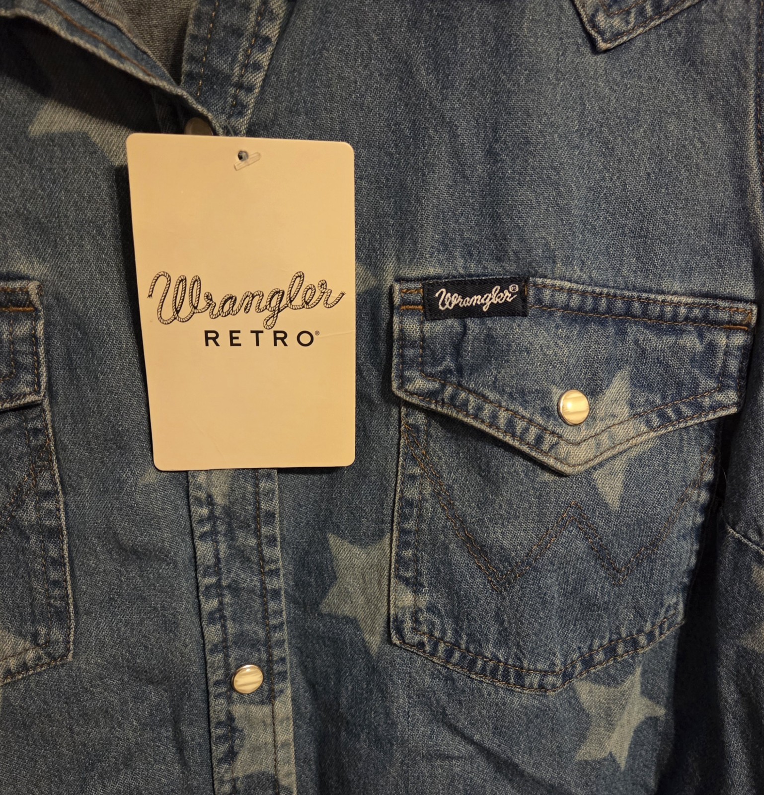 Wrangler Retro Sleeveless Tie-Front Denim Top Stars And Stripes Size XL
